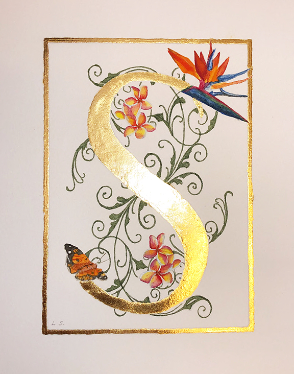 Illuminated Letter S 8 x 10